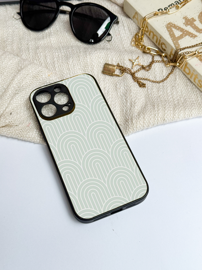 Mint Wave Premium Glass Back Cover For iPhone 11,12,13,14,15,16,17 Models