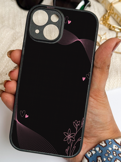 Velvet Bloom Personalised Name Premium Glass Back Cover For iPhone 11,12,13,14,15,16 Models
