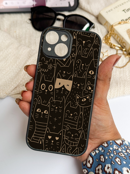Meow You Too Premium Glass Back Cover For iPhone 11,12,13,14,15,16 Models