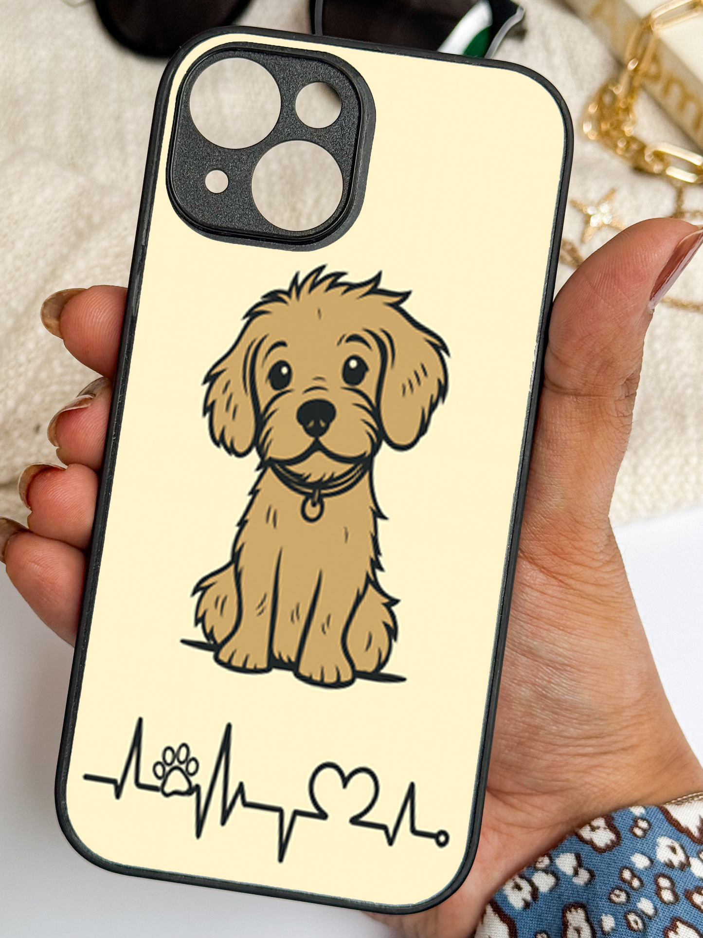 Pawfect Love Premium Glass Back Cover For iPhone 11,12,13,14,15,16,17 Models