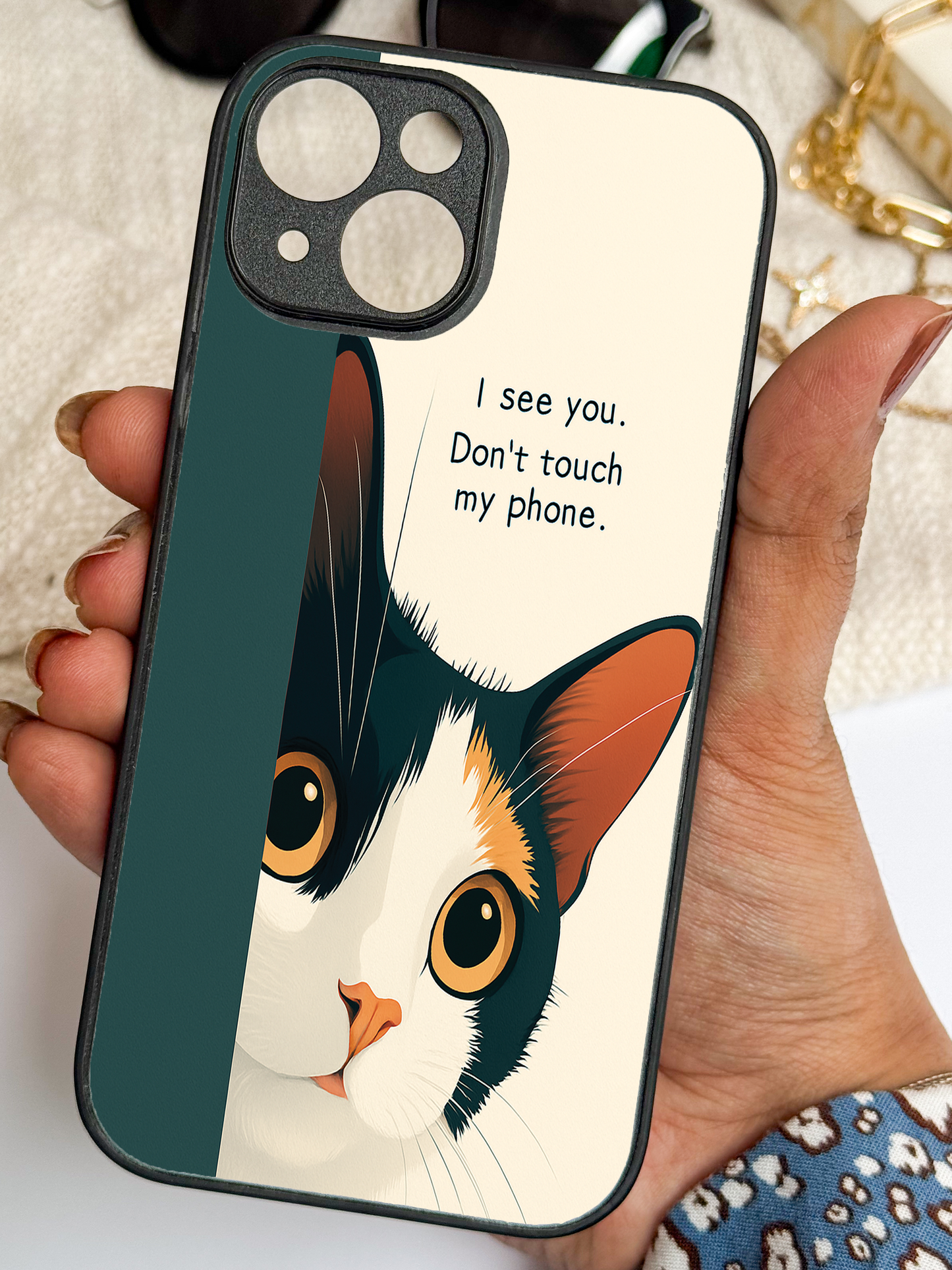 Sassy Cat Premium Glass Back Cover For iPhone 11,12,13,14,15,16 Models