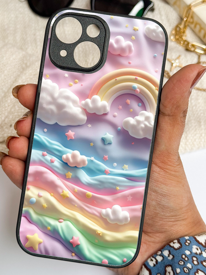 Whimsy Cloud Premium Glass Back Cover For iPhone 11,12,13,14,15,16 Models