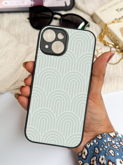 Mint Wave Premium Glass Back Cover For iPhone 11,12,13,14,15,16,17 Models