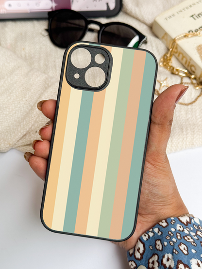 Abstract strips Premium Glass Back Cover For iPhone 11,12,13,14,15,16 Models