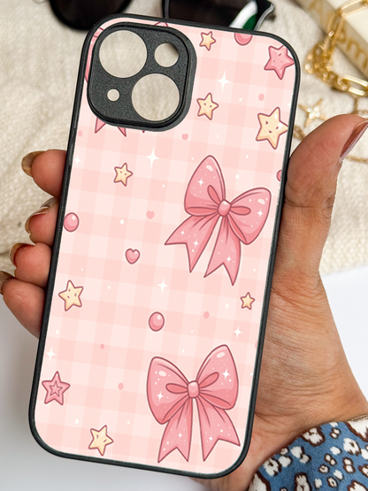 Pastel Charm remium Glass Back Cover For iPhone 11,12,13,14,15,16 Models
