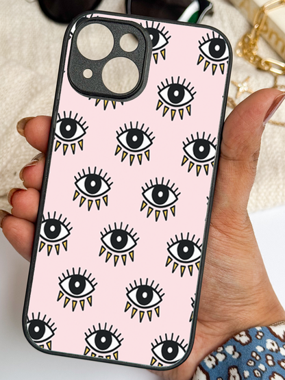 Boho Evil Eye Premium Glass Back Cover For iPhone 11,12,13,14,15,16 Models