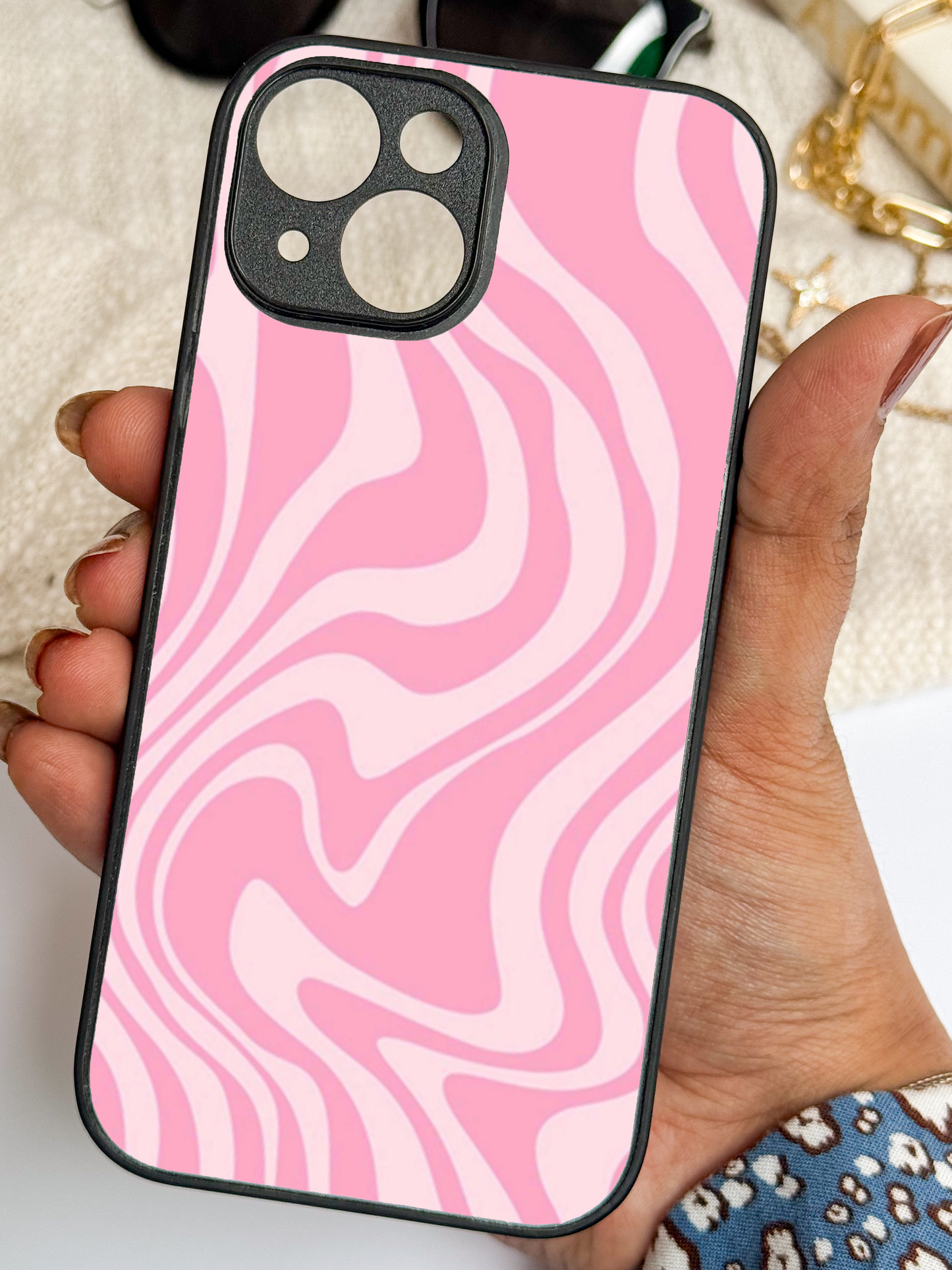 Barbie Swirl Premium Glass Back Cover For iPhone 11,12,13,14,15,16 Models