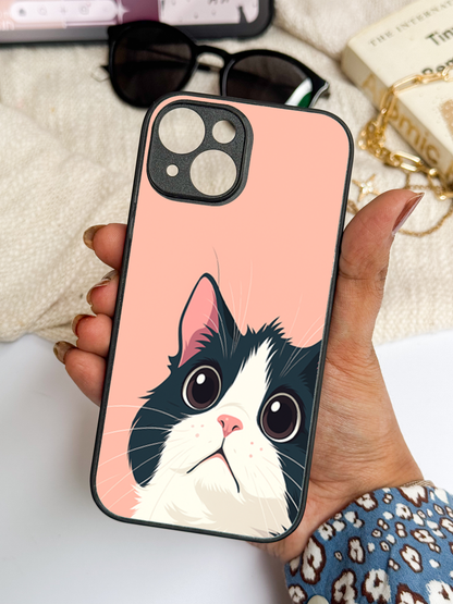 Dreamy Cat  Premium Glass Back Cover For iPhone 11,12,13,14,15,16 Models