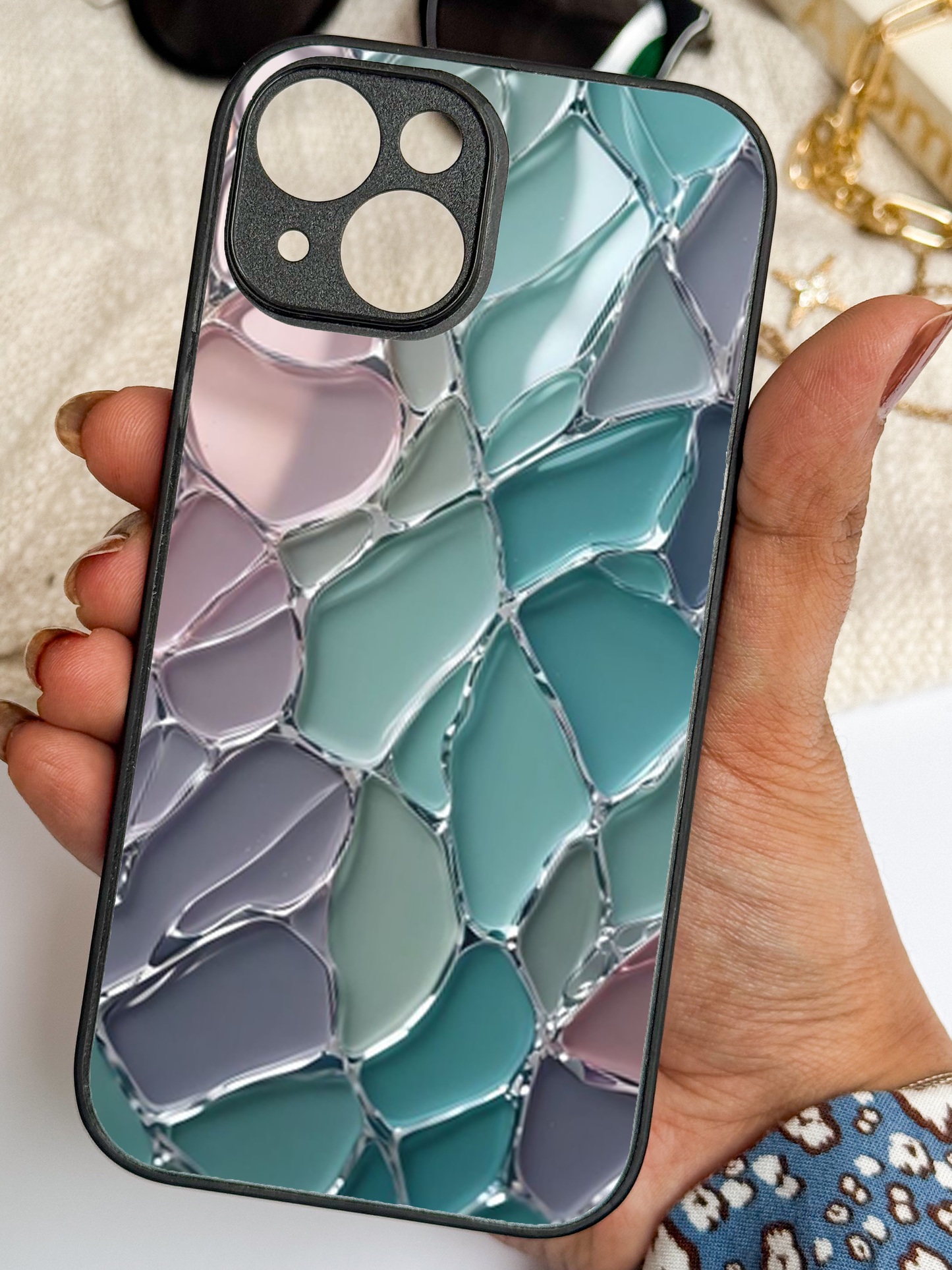 Ocean Glaze Premium Glass Back Cover For iPhone 11,12,13,14,15,16 Models