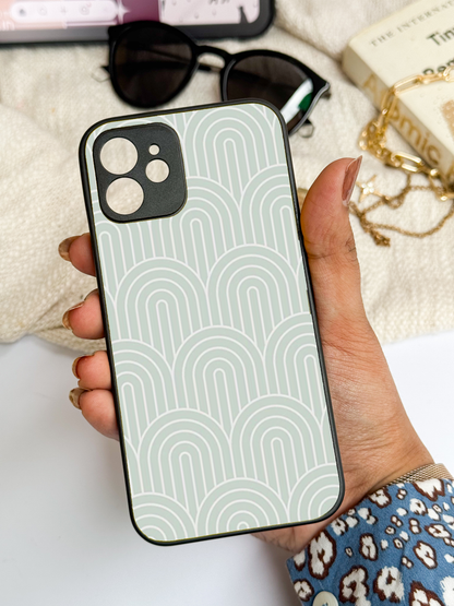 Mint Wave Premium Glass Back Cover For iPhone 11,12,13,14,15,16,17 Models