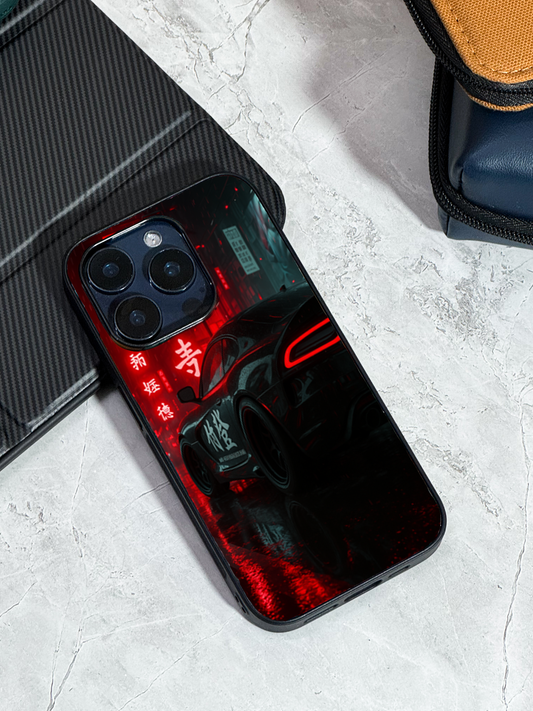 Aesthetic Car Focus Premium Glass Back Cover For iPhone 11,12,13,14,15,16 Models