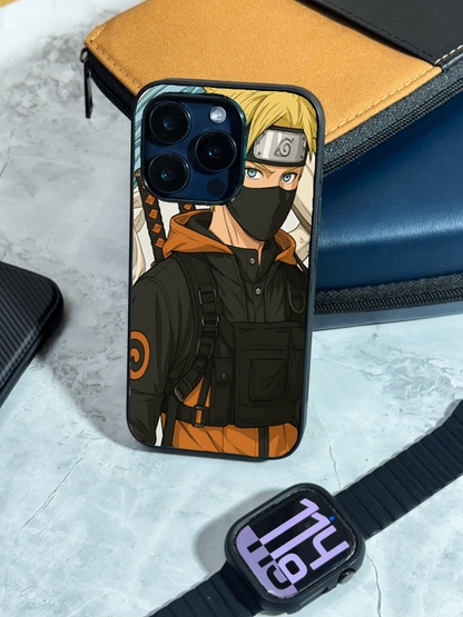 Stealthy Naruto Premium Glass Back Cover For iPhone 11,12,13,14,15,16 Models