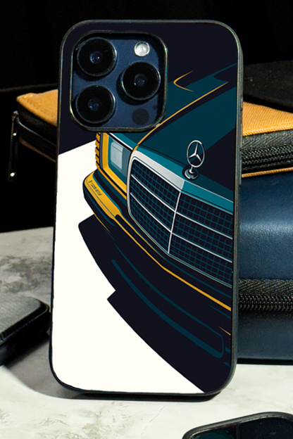 Minimal Car Sketch Premium Glass Back Cover For iPhone 11,12,13,14,15,16 Models