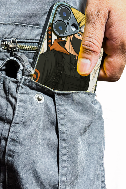 Stealthy Naruto Premium Glass Back Cover For iPhone 11,12,13,14,15,16 Models