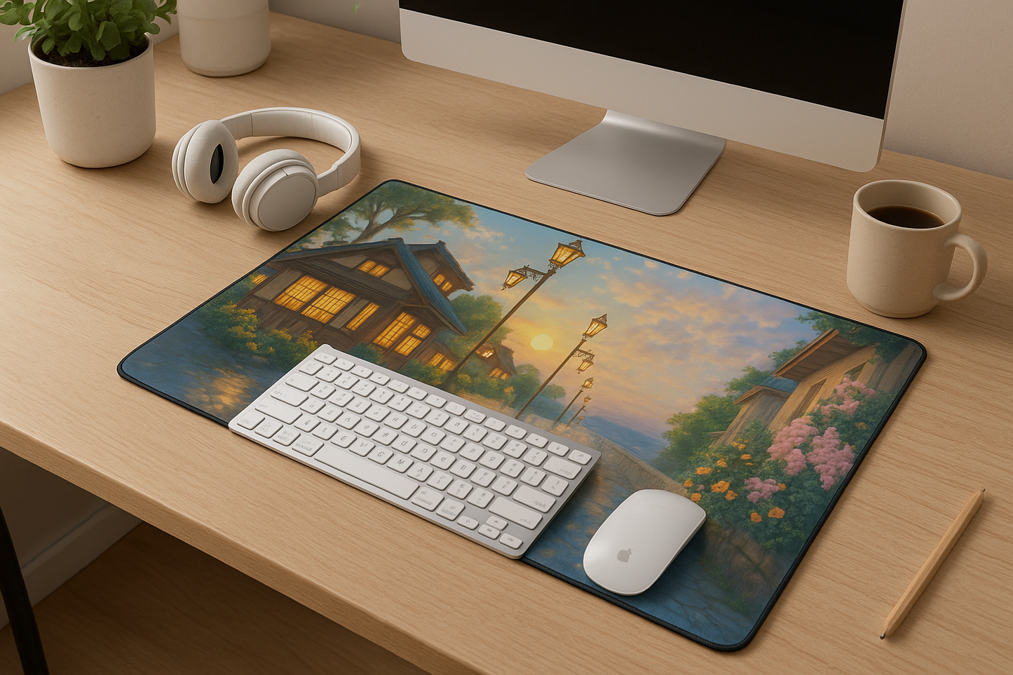Printed Mouse Pad| Silicon Base | Venice Street Graphic | Available in Size - Small, Large