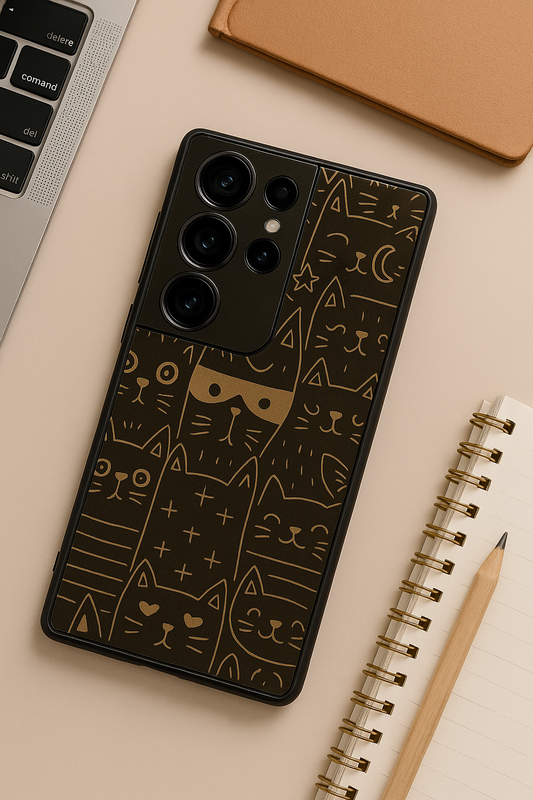 Meow You Too Premium Glass Back Cover For Galaxy S22, S23, S24, S25 Models