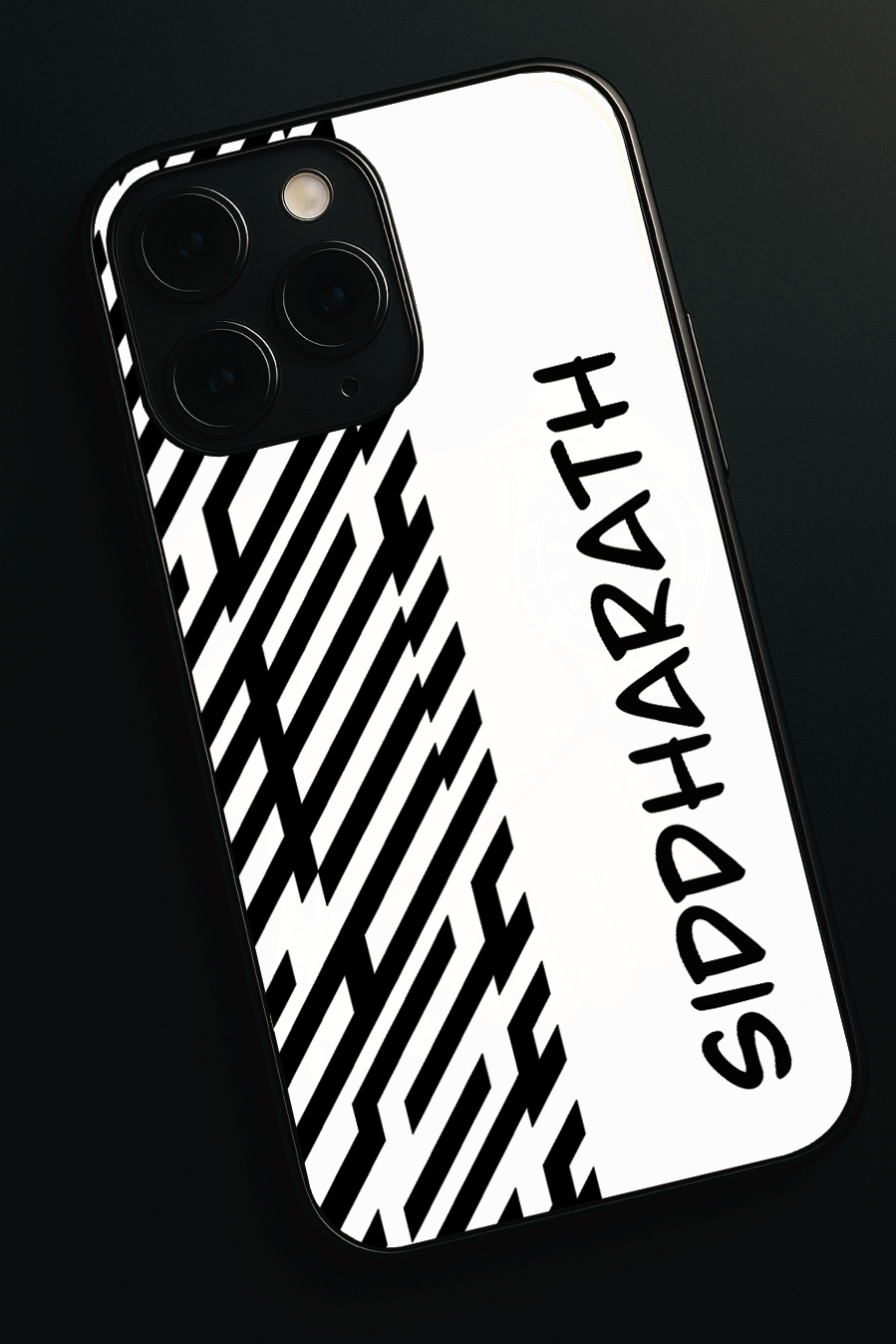 Monochrome Bold Personalised Name Premium Glass Back Cover For iPhone 11,12,13,14,15,16 Models
