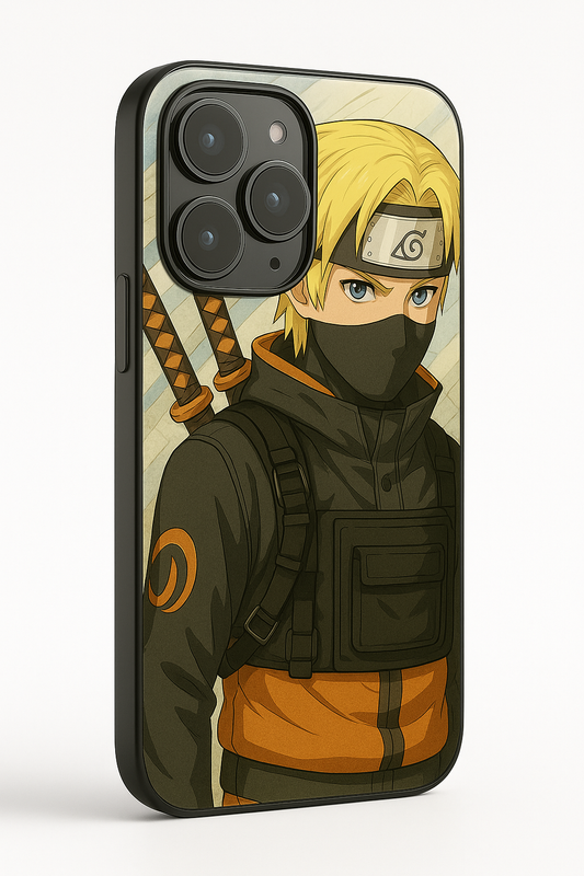 Stealthy Naruto Premium Glass Back Cover For iPhone 11,12,13,14,15,16 Models