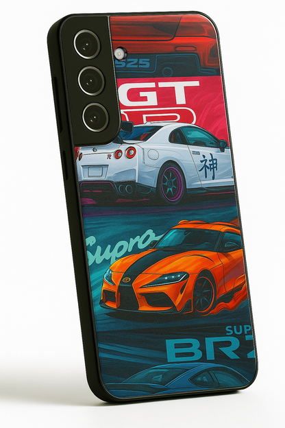 Super Cars Premium Glass Back Cover For Galaxy S22, S23, S24, S25 Models