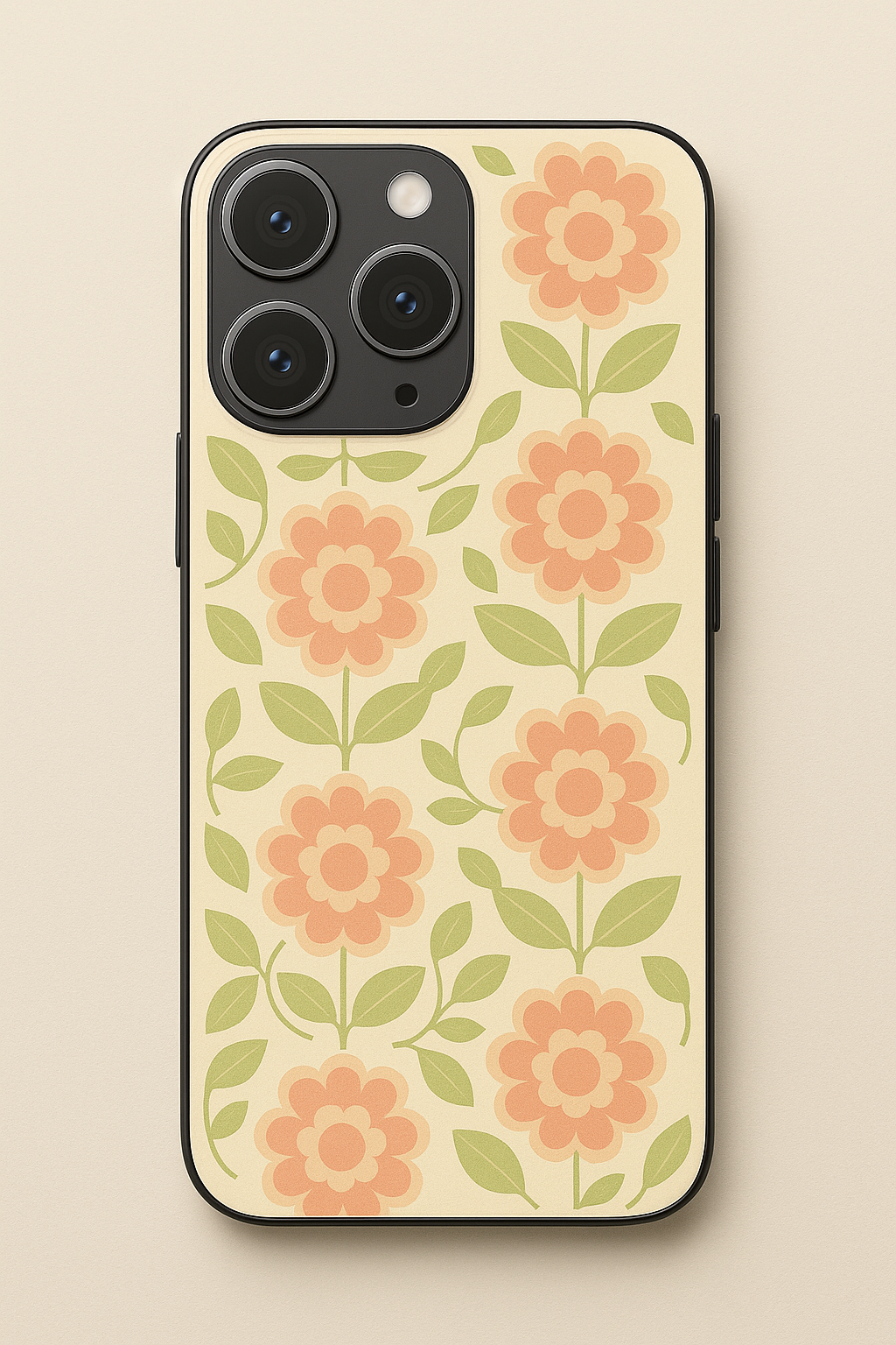 Traditional Floral Love remium Glass Back Cover For iPhone 11,12,13,14,15,16 Models