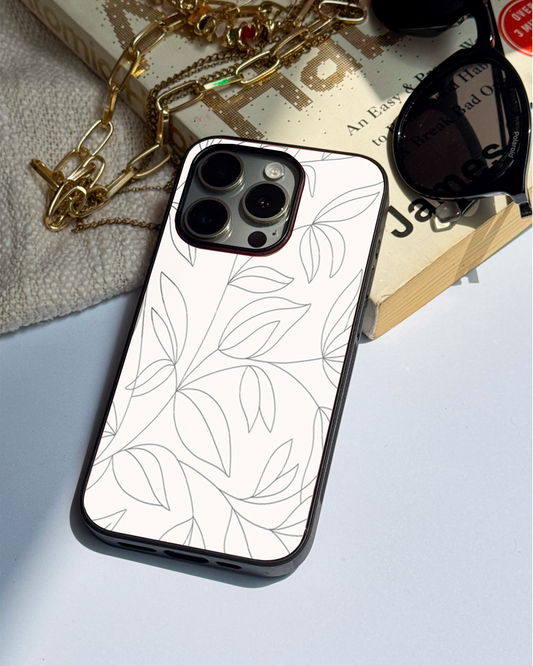 The Petal Sketch Premium Glass Back Cover For iPhone 11,12,13,14,15,16 Models