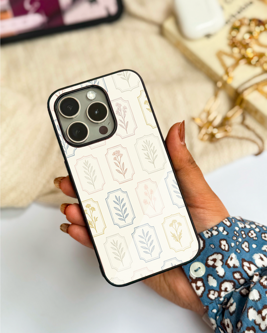 The Petal Grid Premium Glass Back Cover For iPhone 11,12,13,14,15,16 Models