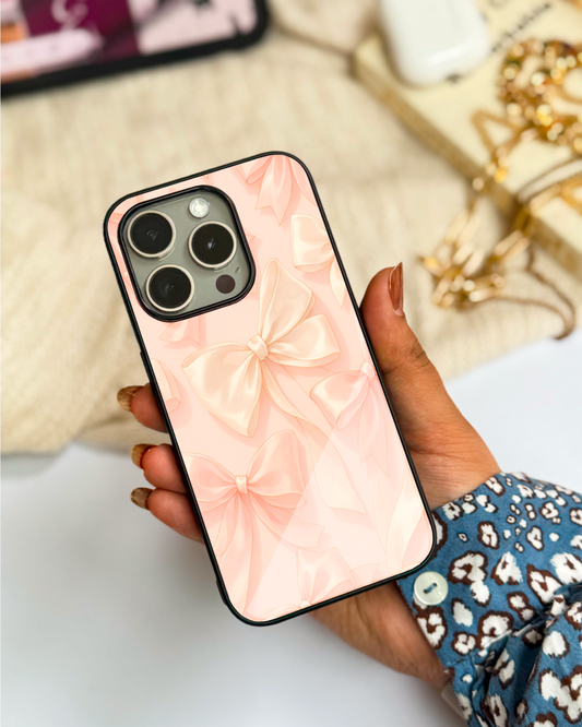 Silky Bows Sketch Premium Glass Back Cover For iPhone 11,12,13,14,15,16 Models