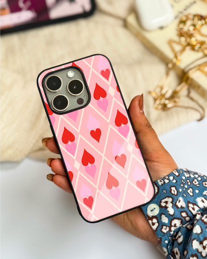 Hearts Play Premium Glass Back Cover For iPhone 11,12,13,14,15,16 Models
