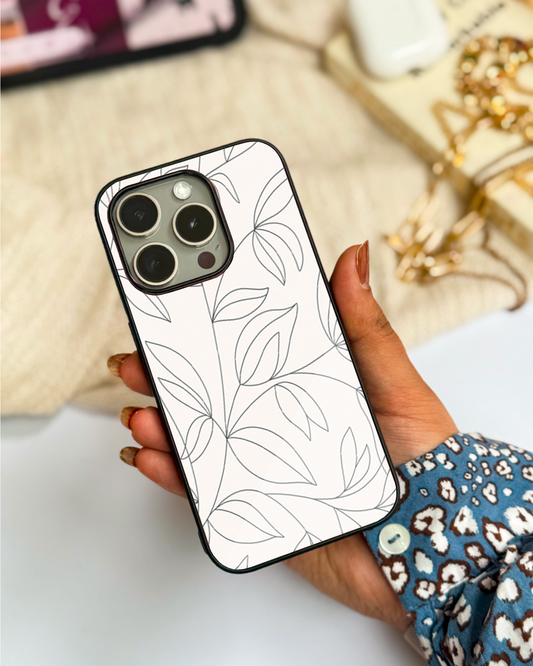 The Petal Sketch Premium Glass Back Cover For iPhone 11,12,13,14,15,16 Models