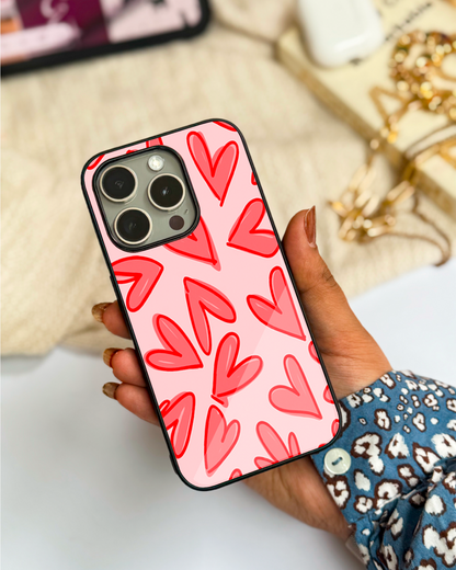Love Doodles  Premium Glass Back Cover For iPhone 11,12,13,14,15,16 Models