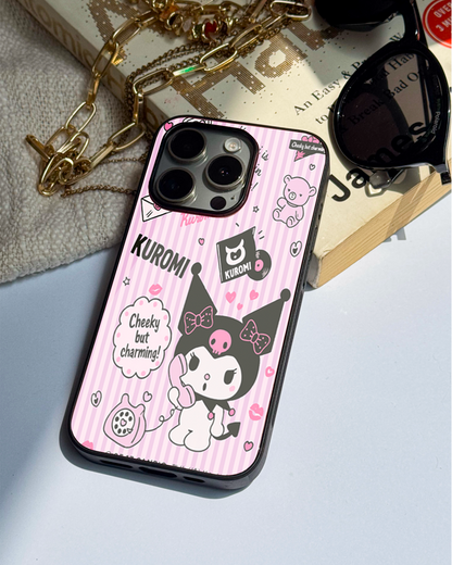 Kuromi Cat Premium Glass Back Cover For iPhone 11,12,13,14,15,16 Models
