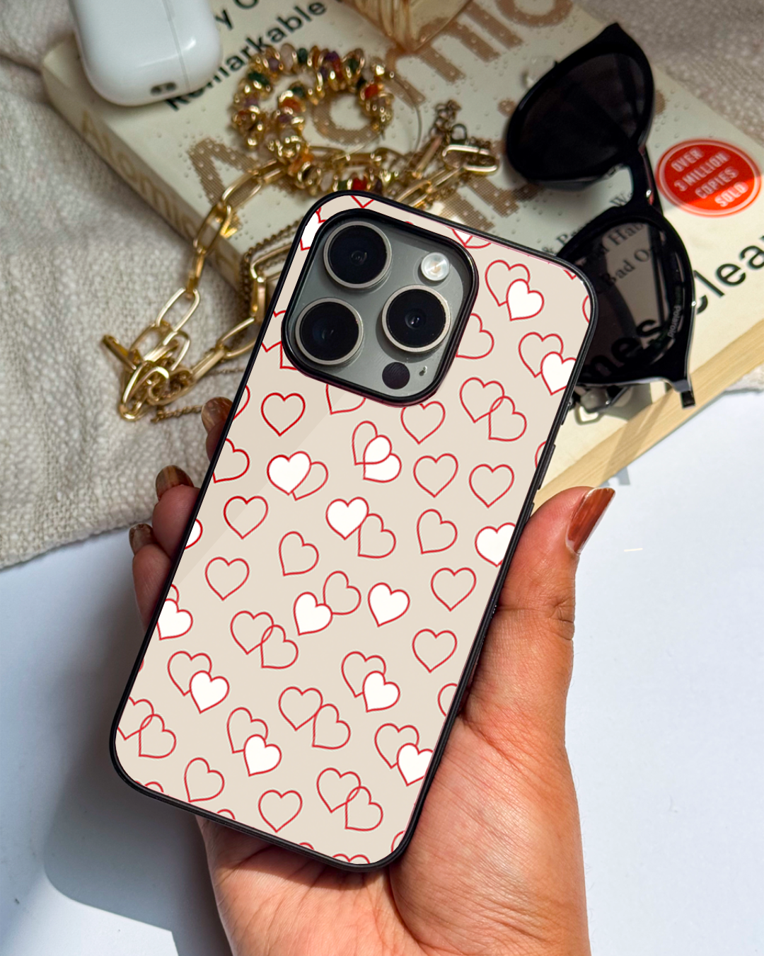 Puzzled Hearts Premium Glass Back Cover For iPhone 11,12,13,14,15,16 Models