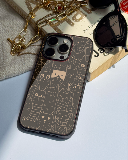 Meow You Too Premium Glass Back Cover For iPhone 11,12,13,14,15,16 Models