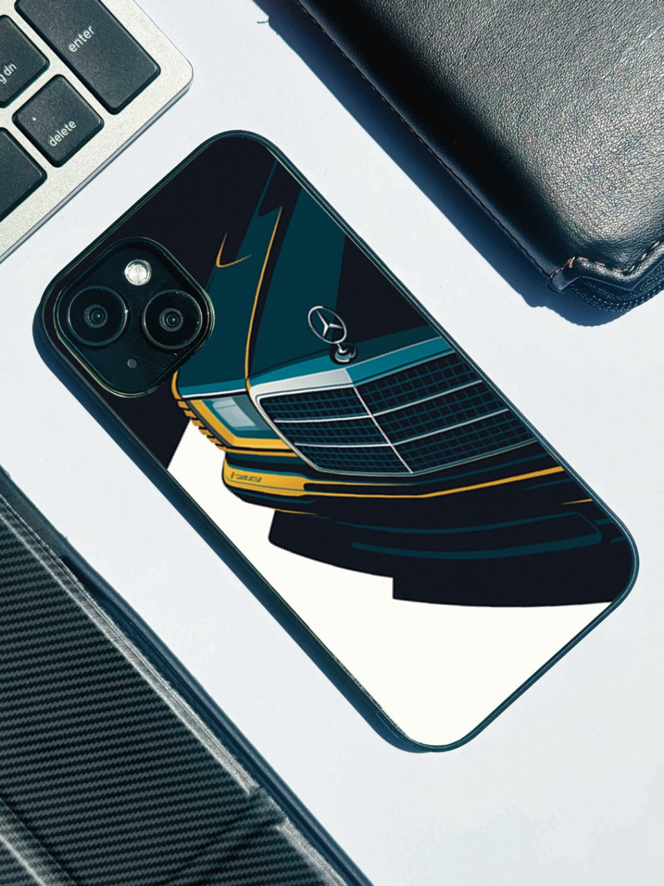 Minimal Car Premium Glass Back Cover For iPhone 11,12,13,14,15,16 Models