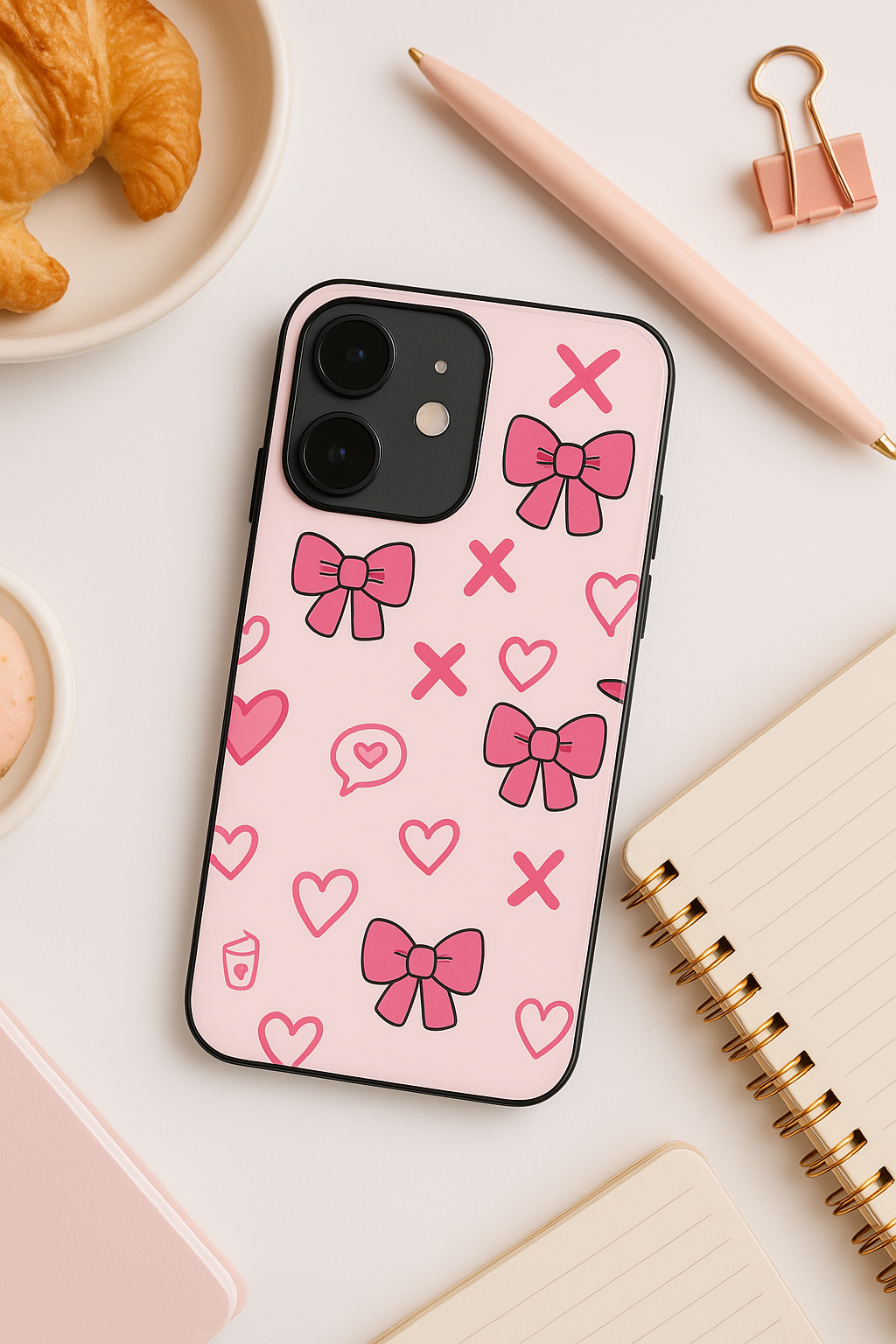 XOXO Bows Premium Glass Back Cover For iPhone 11,12,13,14,15,16 Models