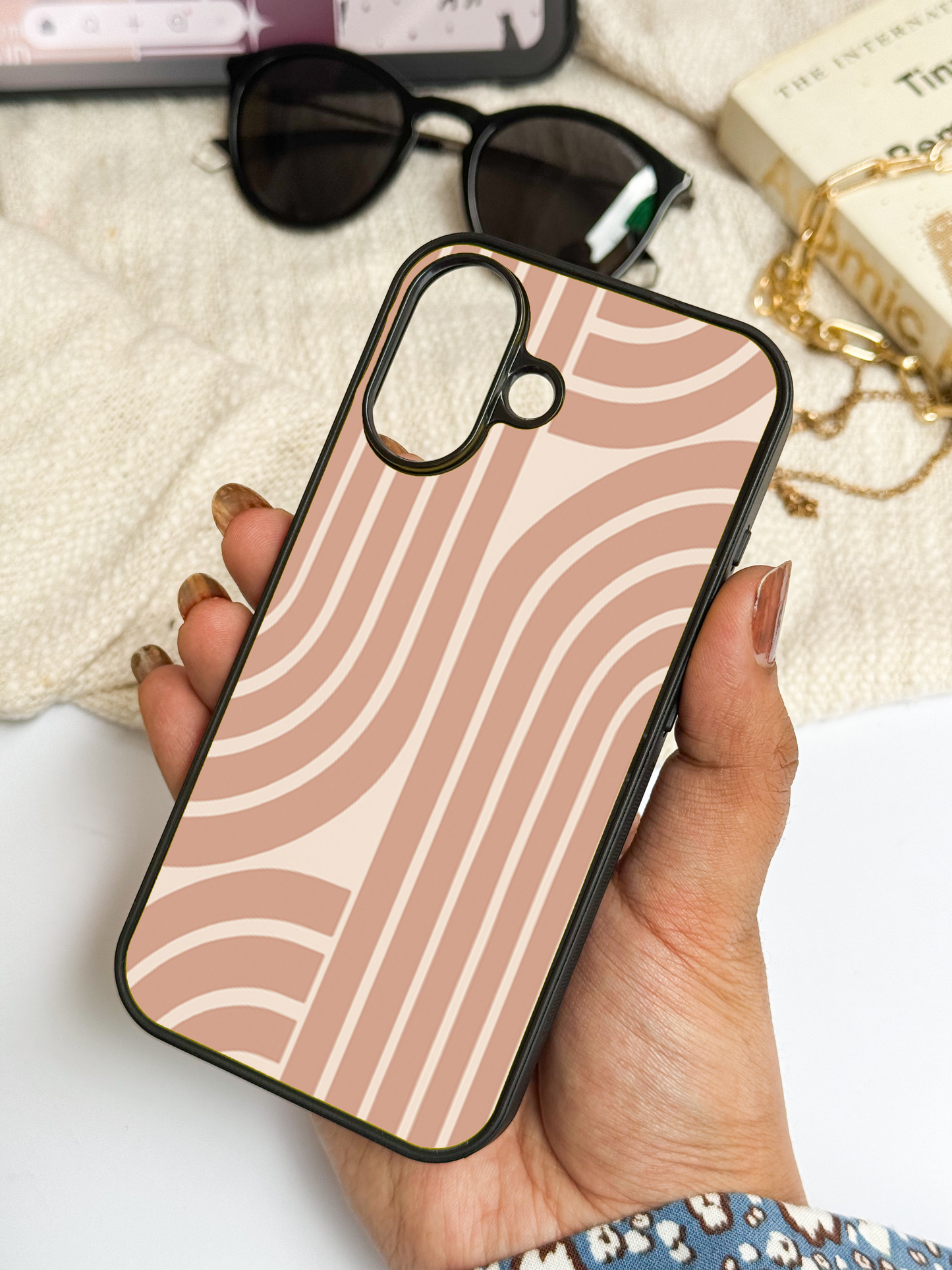 Abstract Arc Premium Glass Back Cover For iPhone 11,12,13,14,15,16,17 Models The Case & Co