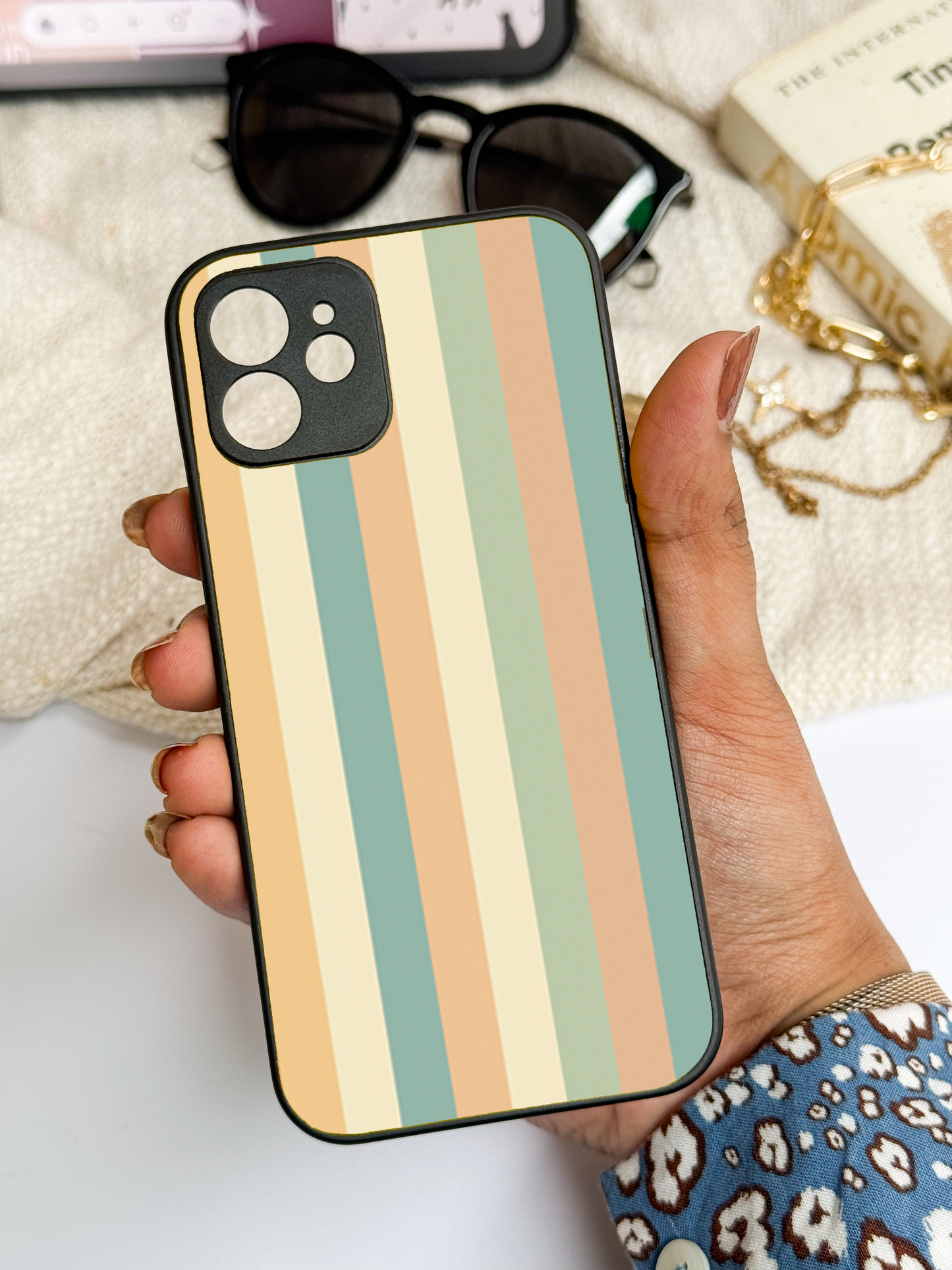 Abstract strips Premium Glass Back Cover For iPhone 11,12,13,14,15,16,17 Models The Case & Co