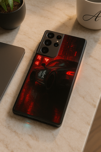 Aesthetic Car Focus Premium Glass Back Cover For Galaxy S, A, M & F Series The Case & Co