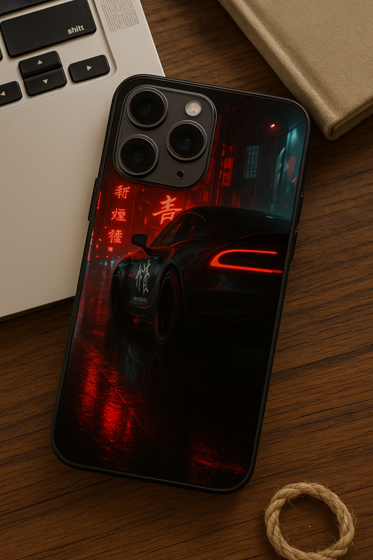 Aesthetic Car Focus Premium Glass Back Cover For iPhone 11,12,13,14,15,16,17 Models The Case & Co