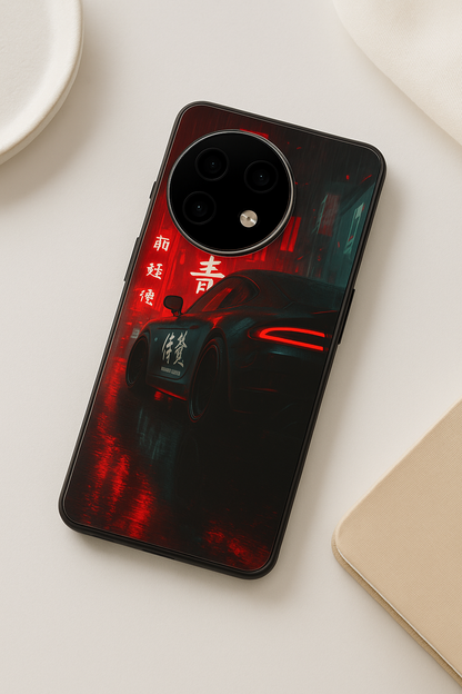 Aesthetic Car Focus Premium Glass Back Cover For One Plus 13, 12, 11, 10, Nord Serie The Case & Co