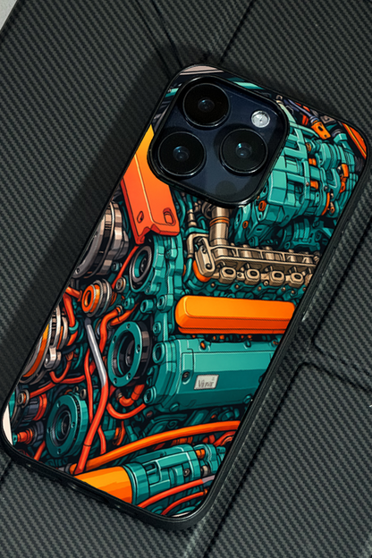 Aesthetic Engine-ry Premium Glass Back Cover For iPhone 11,12,13,14,15,16,17 Models The Case & Co