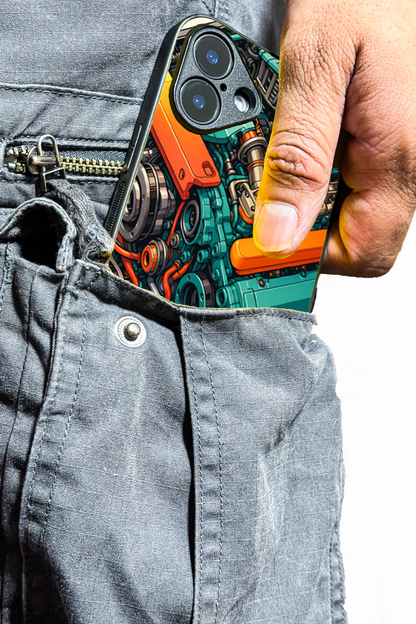 Aesthetic Engine-ry Premium Glass Back Cover For iPhone 11,12,13,14,15,16,17 Models The Case & Co