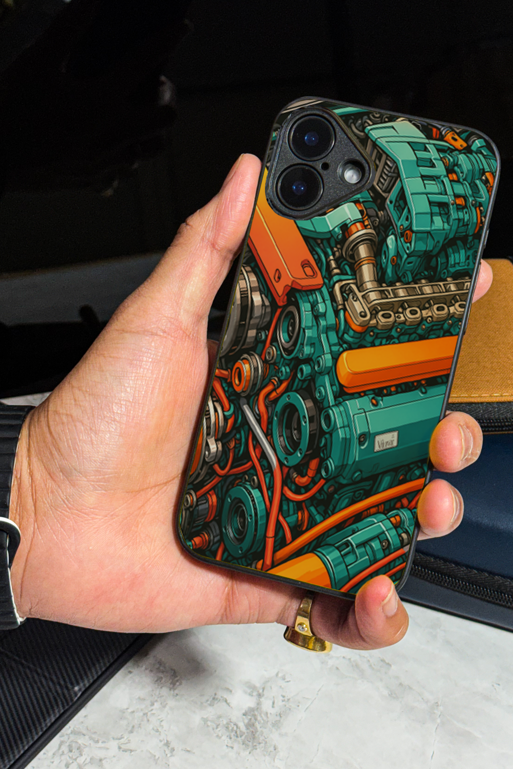 Aesthetic Engine-ry Premium Glass Back Cover For iPhone 11,12,13,14,15,16,17 Models The Case & Co