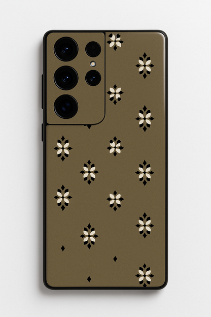 Aesthetic Floral Grid Premium Glass Back Cover For Galaxy S, A, M & F Series The Case & Co