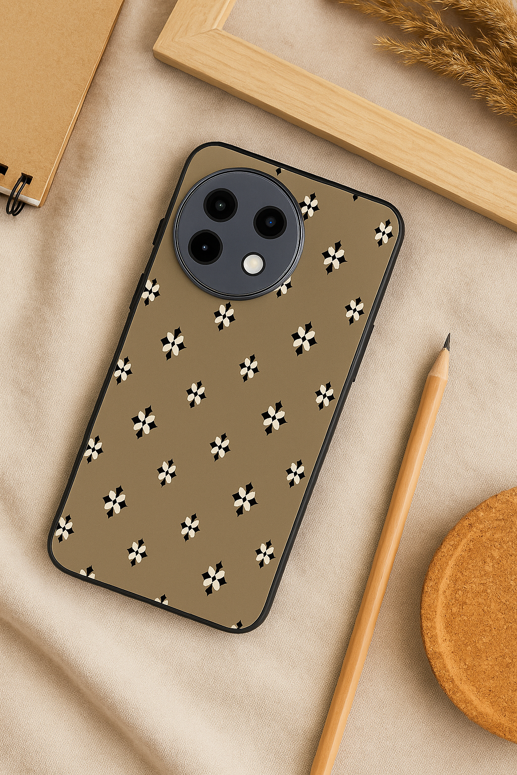 Aesthetic Floral Grid Premium Glass Back Cover For One Plus 13, 12, 11, 10, Nord Series The Case & Co