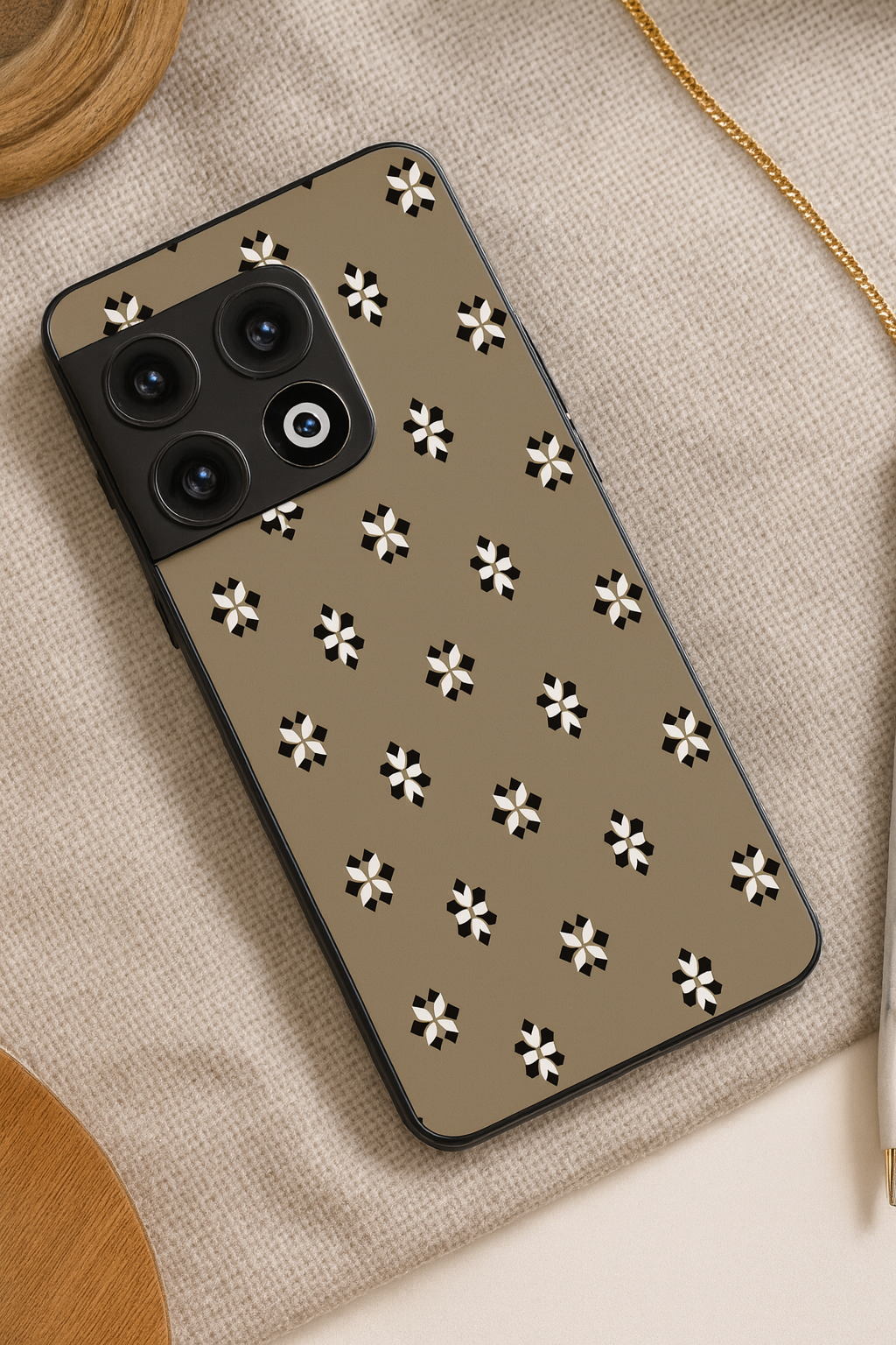 Aesthetic Floral Grid Premium Glass Back Cover For One Plus 13, 12, 11, 10, Nord Series The Case & Co