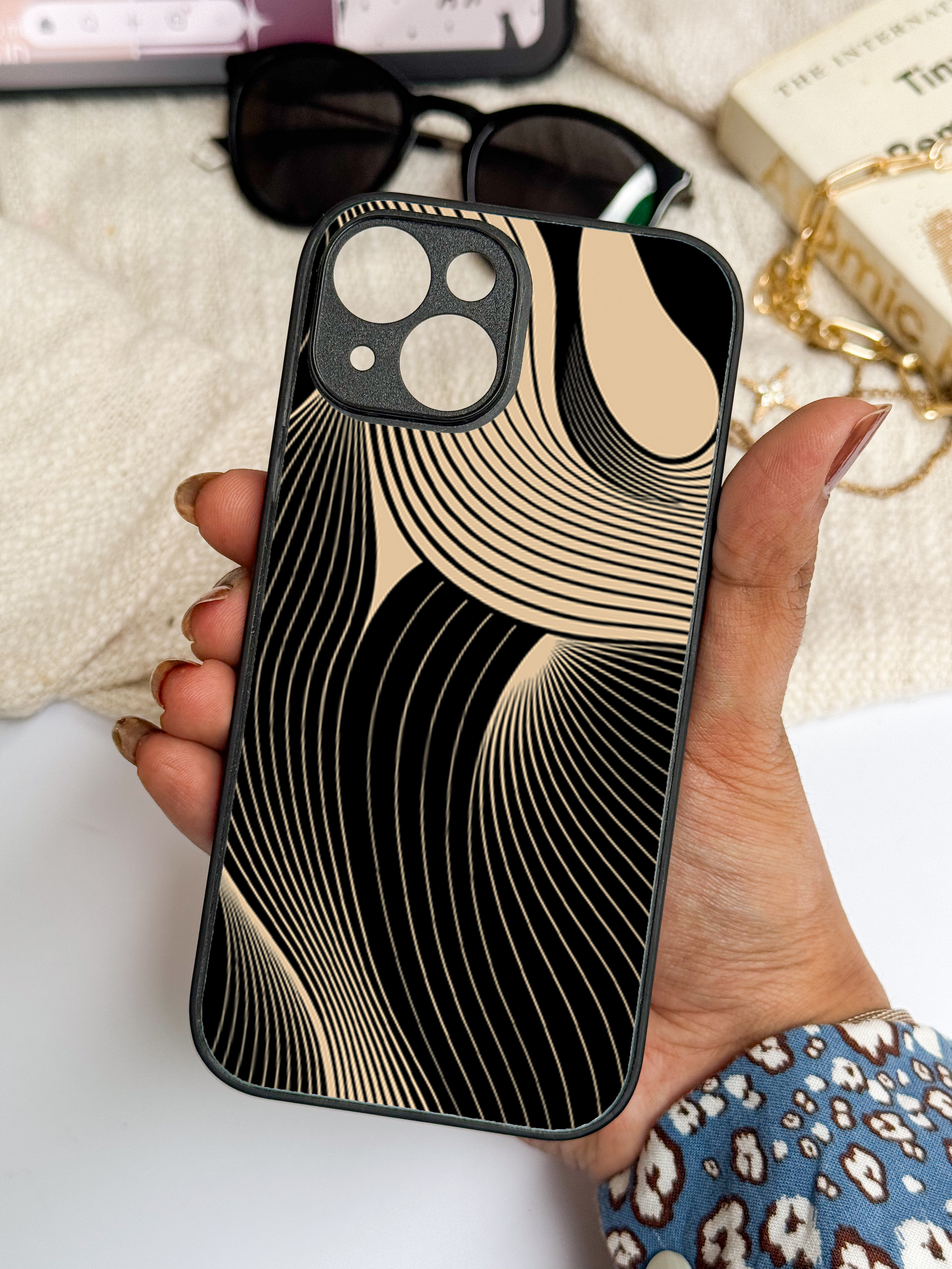 Aesthetic Swirls Premium Glass Back Cover For iPhone 11,12,13,14,15,16,17 Models The Case & Co