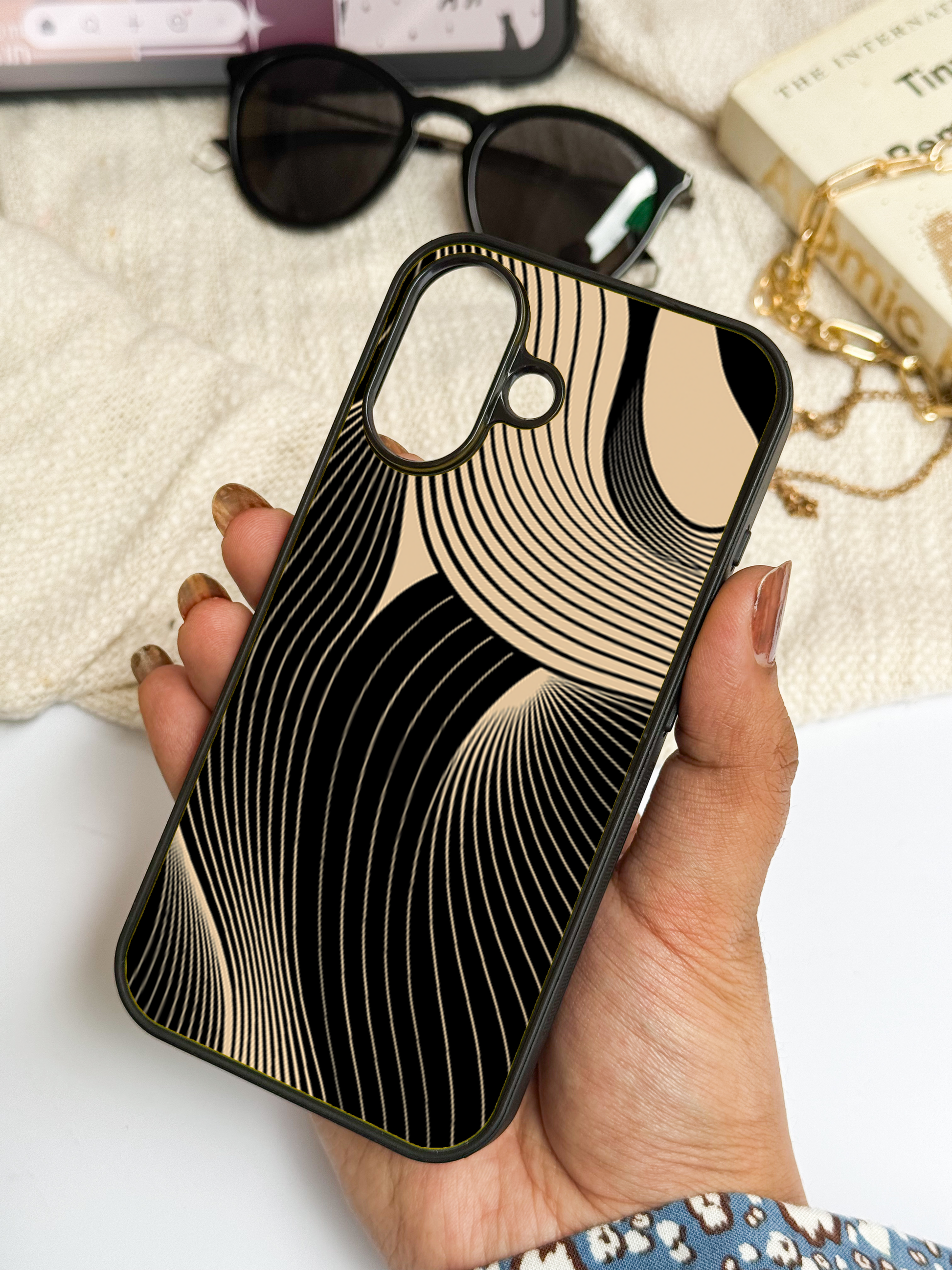 Aesthetic Swirls Premium Glass Back Cover For iPhone 11,12,13,14,15,16,17 Models The Case & Co