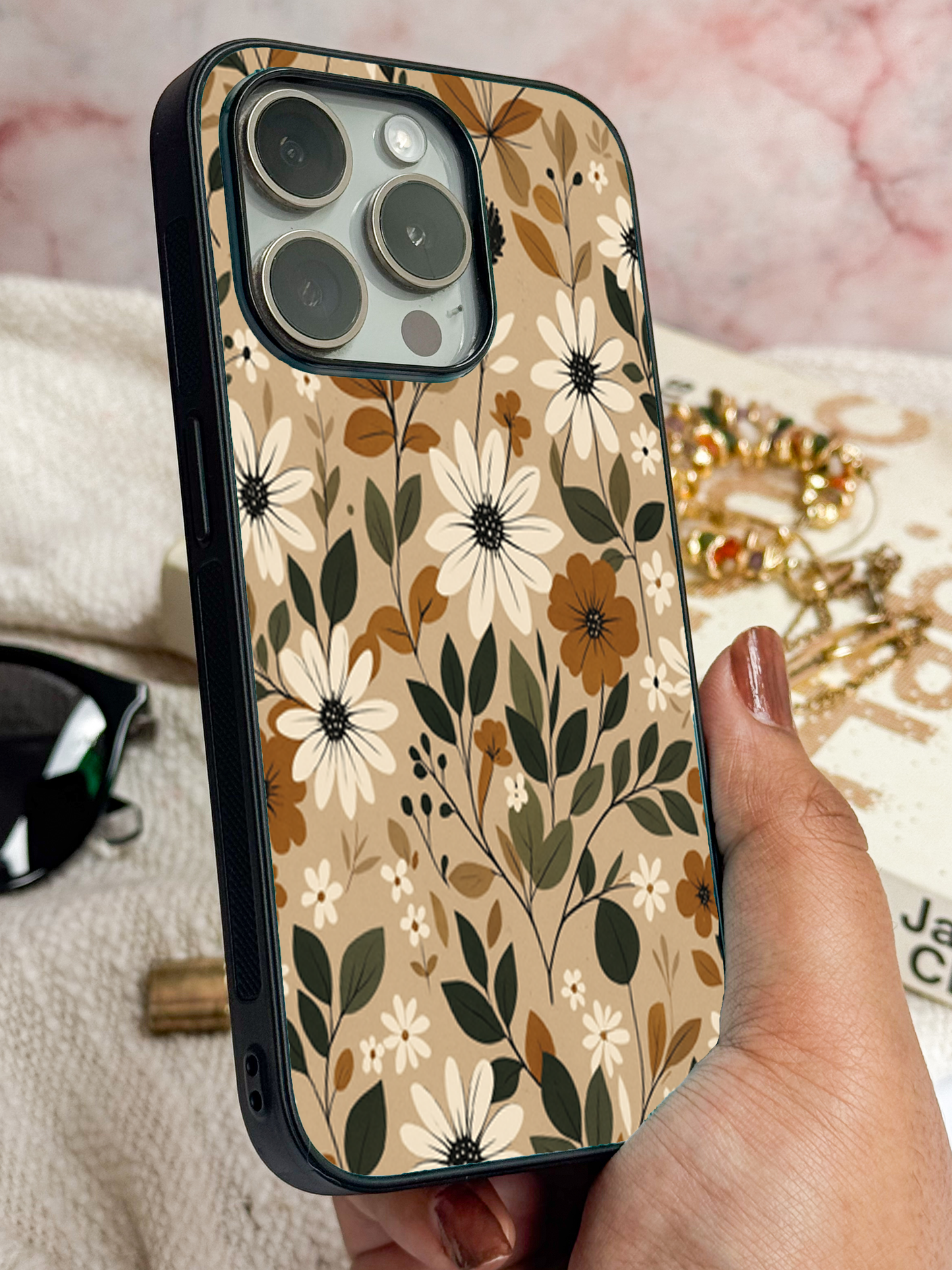 Autumn Bloom Premium Glass Back Cover For iPhone 11,12,13,14,15,16,17 Models The Case & Co