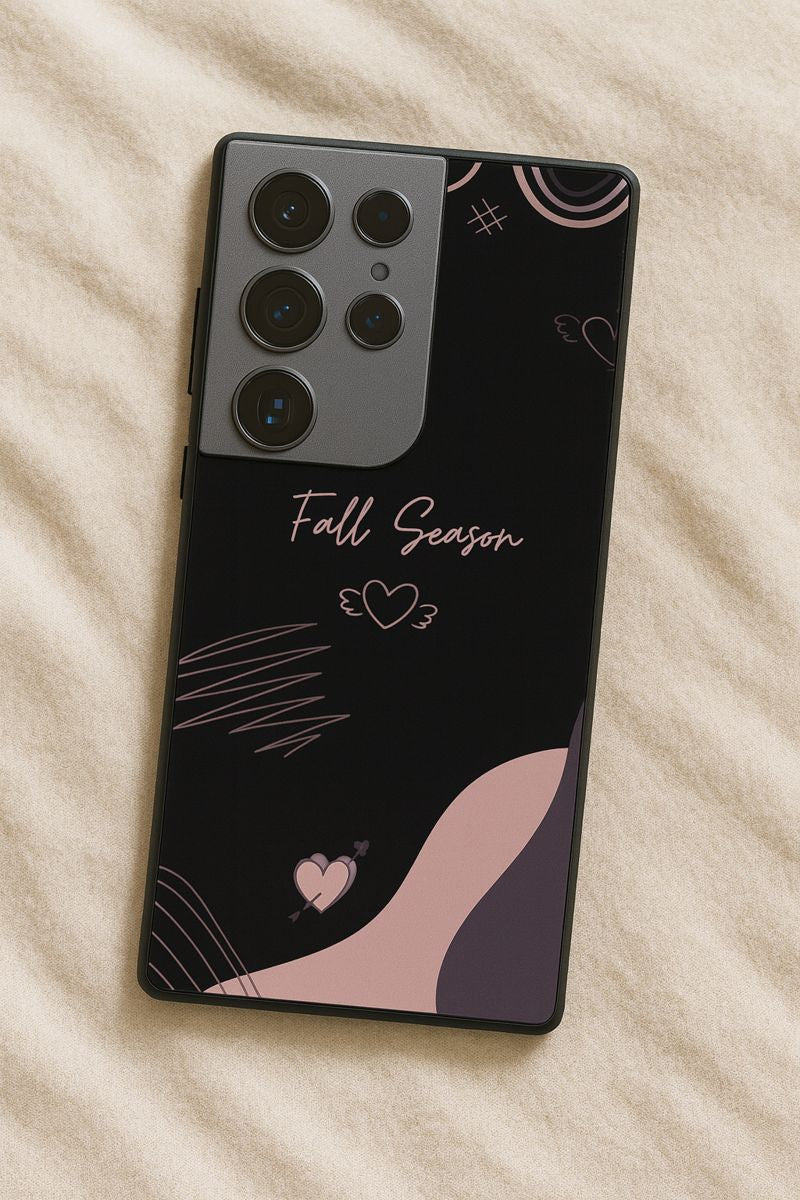 Autumn Hearts Premium Glass Back Cover For Galaxy S, A, M & F Series The Case & Co